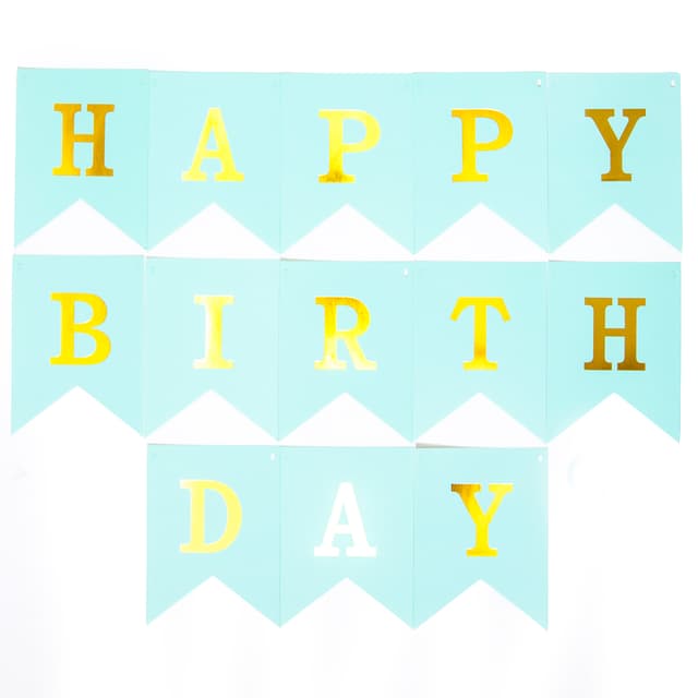 Гирлянда Флажки (160 см), Happy Birthday (золотые буквы), Бирюзовый, Металлик Гирлянда Флажки (160 см), Happy Birthday (золотые буквы), Бирюзовый, Металлик