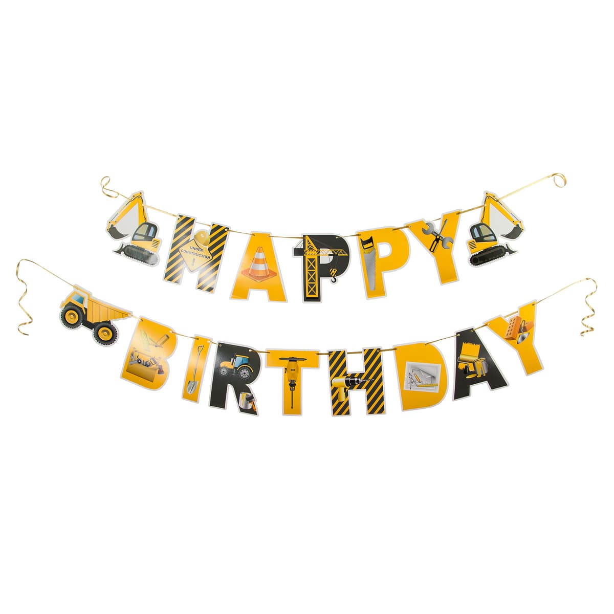 Гирлянда Happy Birthday (детская спецтехника), Ассорти, 500 см, 17*13 см