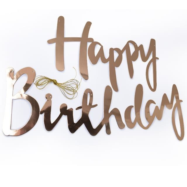 Гирлянда Happy Birthday (курсив), Розовое Золото, Металлик, 200 см Гирлянда Happy Birthday (курсив), Розовое Золото, Металлик, 200 см