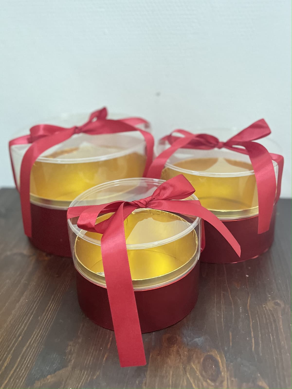 Коробка с прозрачной крышкой, красная, 21,5 x h15 см
