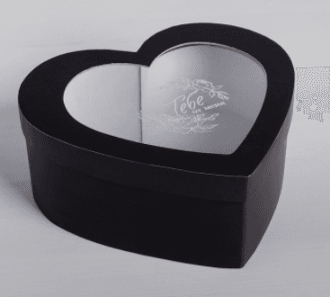 Коробка-сердце с PVC «Тебе от меня», черный, 22 х 20 х 9 см