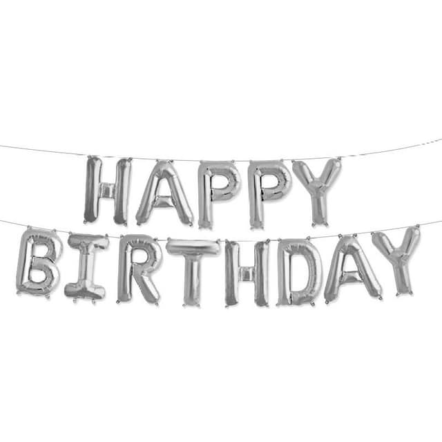 Набор шаров-букв (16"/41см) Happy Birthday,серебро (только воздухом) Набор шаров-букв (16"/41см) Happy Birthday,серебро (только воздухом)