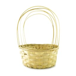 Плетеная корзина с ручкой Бамбук светлый круг 19*19*31 см