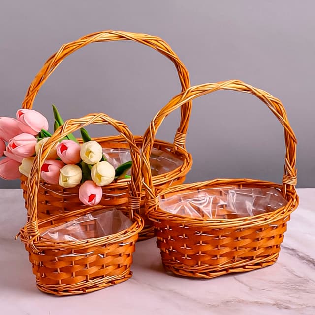 Плетеная корзина с ручкой Ива, светло-коричневая 24*17*10 см Плетеная корзина с ручкой Ива, светло-коричневая 24*17*10 см