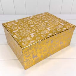 Подарочная коробка Новогодняя сказка, Золото, Металлик, 23*16,5*9,5 см