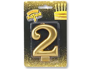 Свеча-цифра Золотая "2" / 8см/V Свеча-цифра Золотая "2" / 8см/V