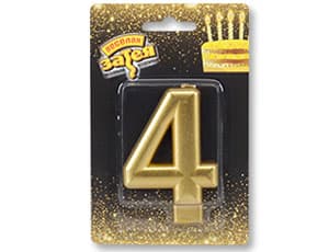 Свеча-цифра Золотая "4" /8см/V Свеча-цифра Золотая "4" /8см/V