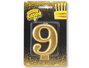Свеча-цифра Золотая "9" /8см/V Свеча-цифра Золотая "9" /8см/V