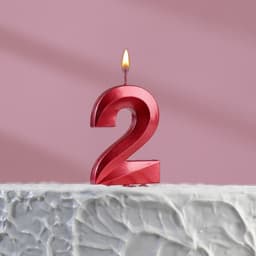 Свеча в торт на шпажке «Грань», цифра "2", 13 см, красная