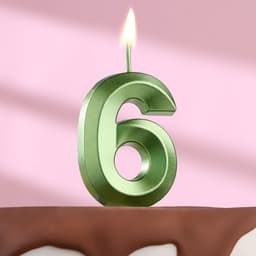 Свеча в торт на шпажке «Грань», цифра "6",изумруд, 13 см