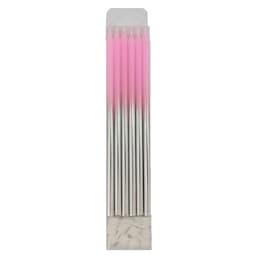 Свечи Металлик Pink&Silver с держателями 12шт/15см