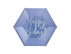 Тарелка Happy B day синяя 20см/6шт/