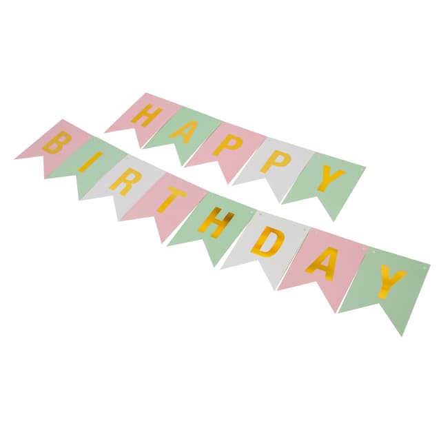 Гирлянда Флажки, Happy Birthday, Пастельный микс/Золото, Металлик, 500 см, 16*12 см Гирлянда Флажки, Happy Birthday, Пастельный микс/Золото, Металлик, 500 см, 16*12 см