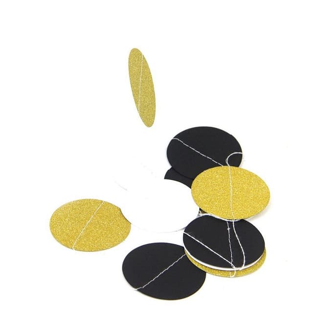 Гирлянда "Круги Микс" Золотой, черный, белый Гирлянда "Круги Микс" Золотой, черный, белый