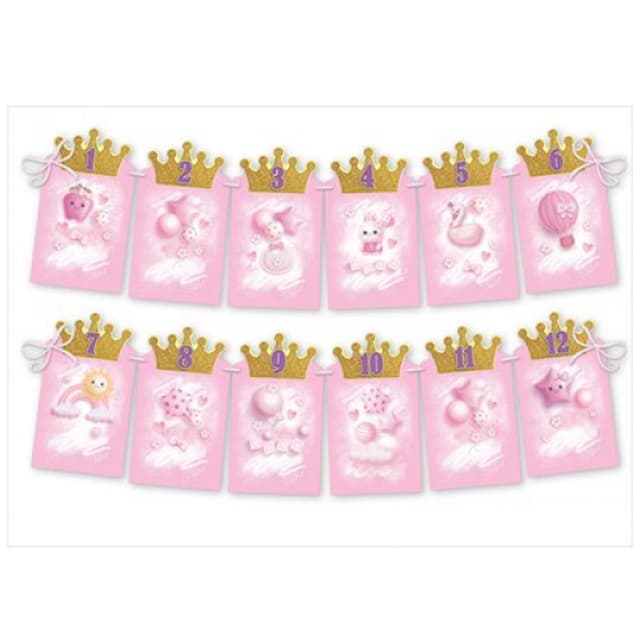 Гирлянда на ленте "Первый годик" с прорезями для фото, розовый Гирлянда на ленте "Первый годик" с прорезями для фото, розовый