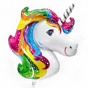 Шар 15"/38см,Мини-фигура,Голова сказочного единорога/ Шар 15"/38см,Мини-фигура,Голова сказочного единорога/