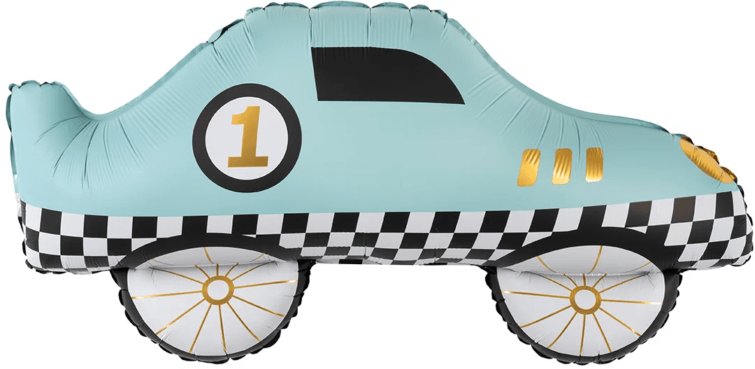 Шар (30''/76 см) Фигура, Гоночная машинка, Голубой, Сатин